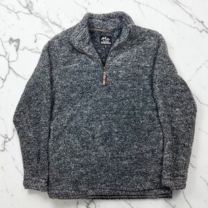 Alpine Sherpa Mens Grey Quarter Zip Fleece Pullover Sweater Size Small Winter